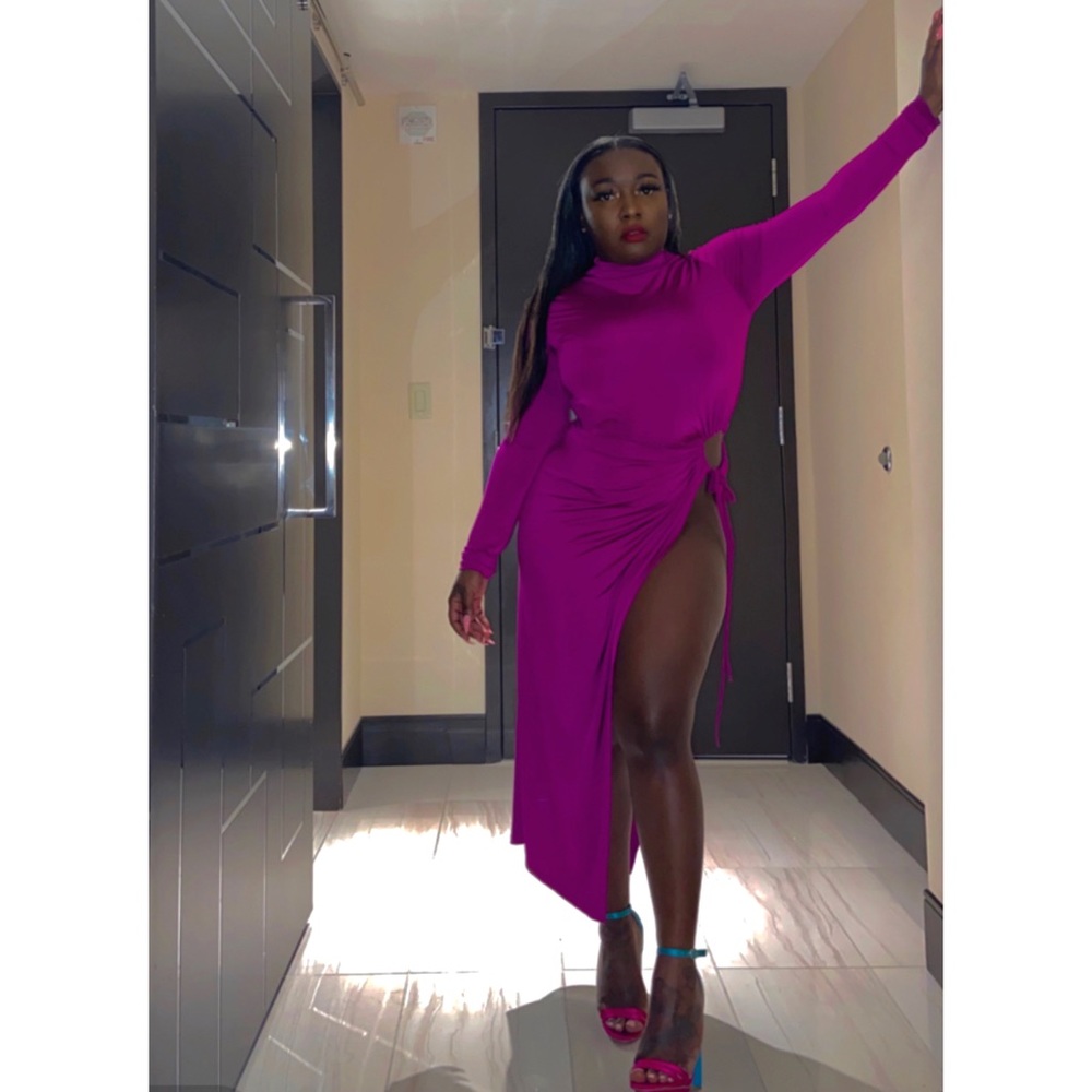 High slit ankle length dress